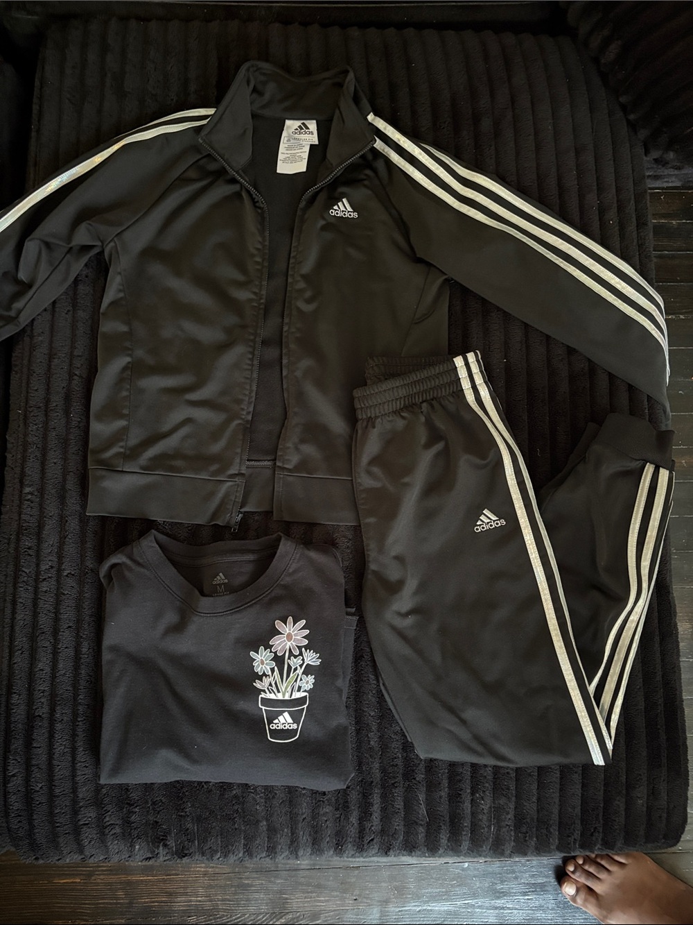 Adidas 3 Piece Set Jacket, Pants & Graphic Tee